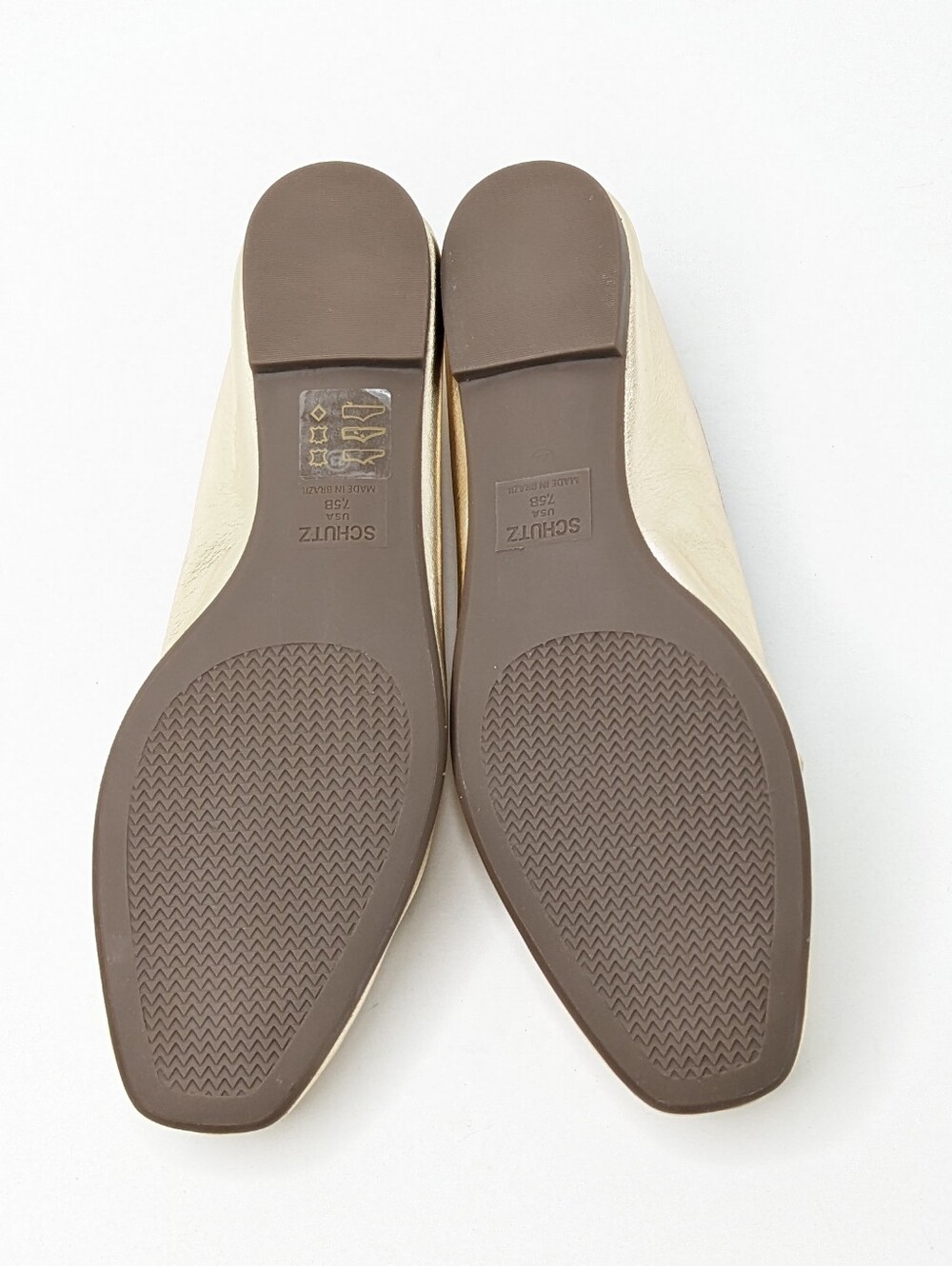 Schutz Arissa Square Toe Ballet Flats Metallic Gold Women's 7.5 - Picture 5 of 6